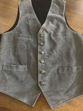 Vintage Corduroy Button Front Vest with Woven Leather Knots Buttons